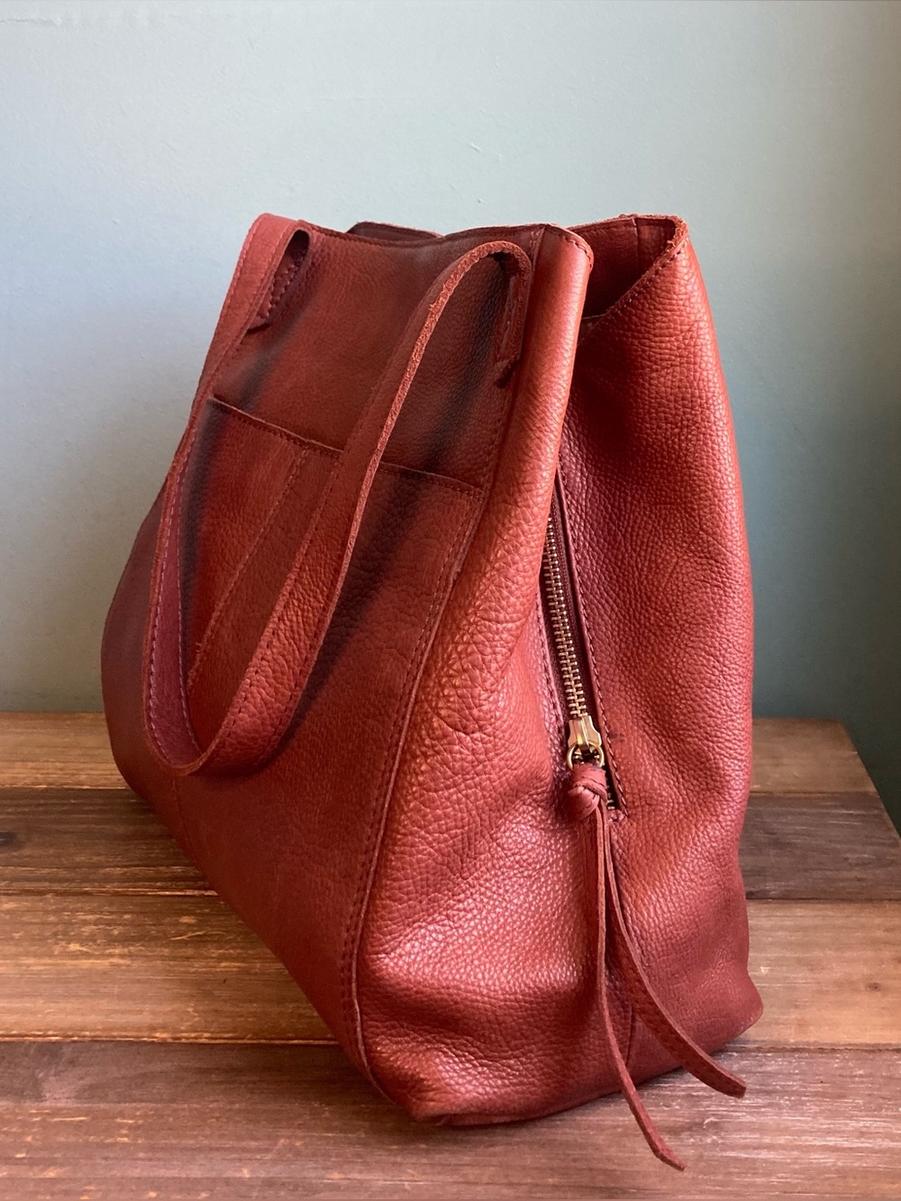 Margot New York Marcy Leather Tote Bag Brandy - Picture 5 of 10